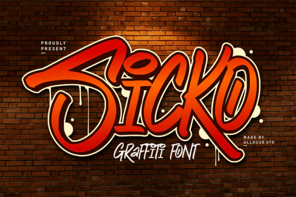 Sicko Graffiti Font | Bold Urban Street Art Typeface for Logos, Album Covers, Posters, Branding, Packaging, Social Media & Creative Design Projects