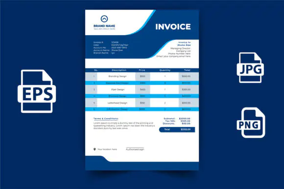 Corporate Business Invoice Template Design Bundle | Editable A4 Invoice, Estimate, Quotation & Business Bill Form Template with EPS, JPEG and PNG Print-Ready Files
