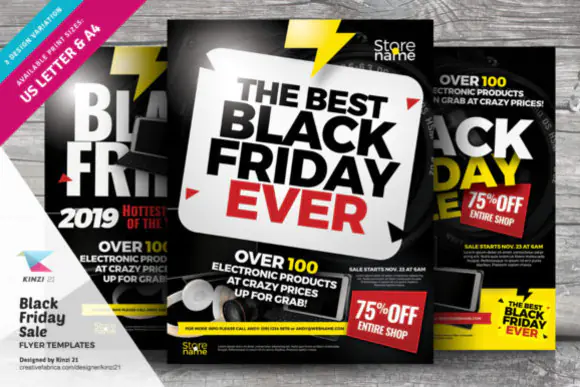Editable Black Friday Sale Flyer Templates Bundle | Retail Discount Promotion PSD Design | Print-Ready Black Friday Marketing Flyer, Sale Poster & Shopping Event Template in A4 and US Letter Sizes