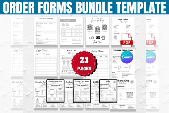 Editable Order Forms Bundle Template – Canva Small Business Order Forms, T-Shirt Order Form, Tumbler Order Form, Craft Order Form, Invoice Template, Printable Customer Order Forms