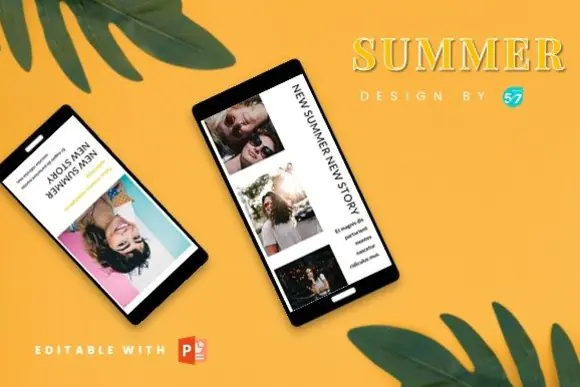 Summer Instagram Story PowerPoint Templates – 5 Editable Seasonal Social Media Slides, Travel Fashion Photography Food & Beverage Story Designs, Modern PPTX Instagram Marketing Template Bundle