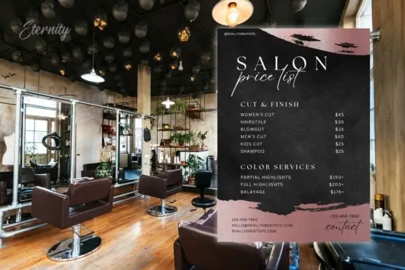 Premium Salon Price List Template for Canva, Editable 5x7 Beauty Service Menu, Printable Salon Pricing Sheet, Luxury Spa Hair Nail Business Price List