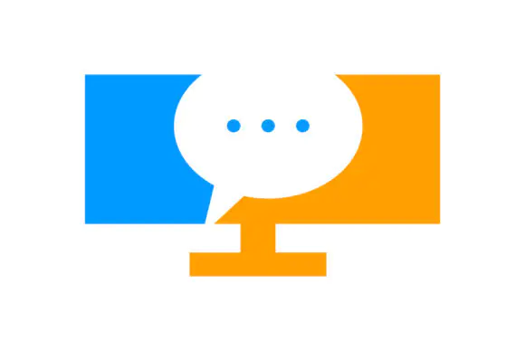 Computer Testimonial Icon Logo Design – Digital Review, Tech Feedback, Customer Support, Online Rating & Business Testimonial Logo Element