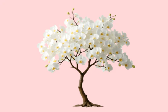 Elegant White Orchid Tree Clipart PNG Bundle | Luxury Botanical Floral Tree Illustration | Transparent Background Sublimation Design | Wedding Decor Graphic | High Resolution Digital Download