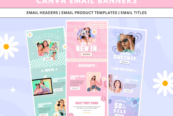 Retro Email Newsletter Canva Template Bundle | Vintage-Inspired Email Marketing Kit | Editable Canva Newsletter Design Pack | Promotional Email Templates for Brands, Shops & Businesses