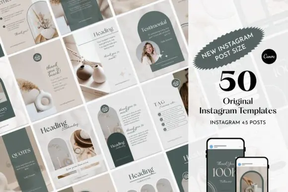 New Instagram 4:5 Post Size Templates | 50 Editable Canva Instagram Templates for Creators, Coaches, Influencers, Small Businesses & Personal Brands