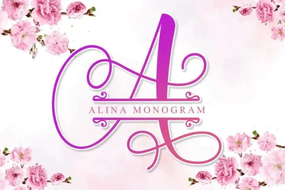 Alina Monogram Font | Charming Decorative Typeface for Invitations, Stationery Art, Greeting Cards, Social Media Posts, Monograms & Elegant Designs