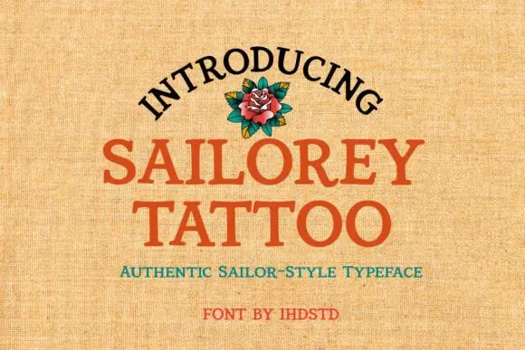 Sailorey Tattoo Font | Authentic Sailor Style Typeface for Nautical Tattoos, Vintage Logos, Maritime Designs, Apparel & Classic Branding