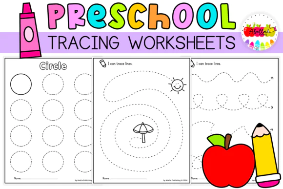 Preschool Line & Shape Tracing Worksheets Bundle | Fine Motor Skills Practice | Pre-Writing Activities for Toddlers & Kindergarten | Printable Shape Recognition & Pencil Control Workbook | Homeschool