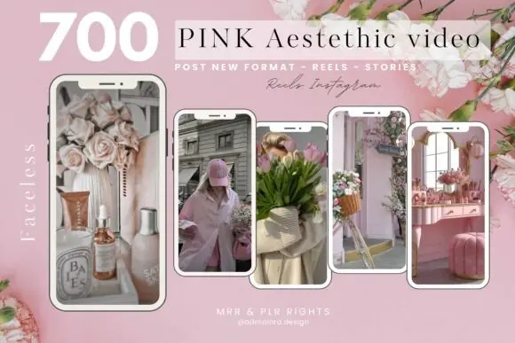 700+ Pink Faceless Instagram Reels Bundle | Feminine Aesthetic Canva Templates | PLR & MRR Social Media Content Pack | Instagram Posts, Stories & Reels for Digital Marketing