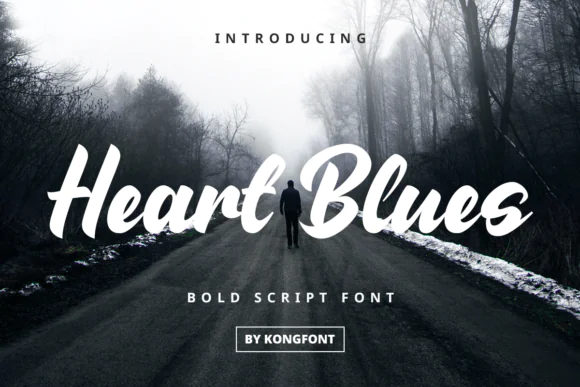 Heart Blues Font | Modern Playful Handwritten Script Typeface with Glyphs & Swashes for Crafts, Silhouette, Photoshop, Branding, Cards & Creative Designs
