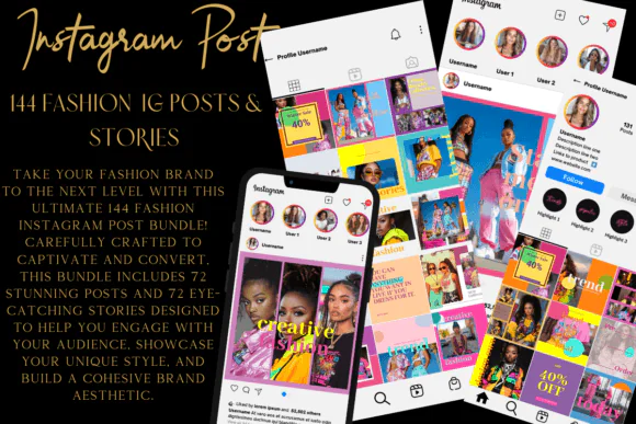 144 Fashion Instagram Post & Story Templates Bundle | Editable Canva Social Media Templates for Fashion Brands, Boutiques, Influencers, Clothing Stores & Style Content Creators