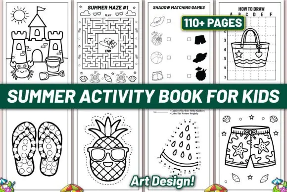Summer Activity Book for Kids | 110+ Printable Learning & Activity Pages | KDP Interior Bundle with Coloring, Mazes, Dot Marker & Scissor Skills