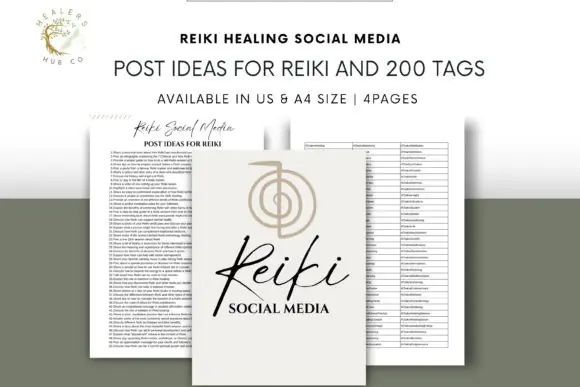 Reiki Healing Social Media Post Ideas & Hashtag Guide, 50+ Content Prompts and 200 Tags for Reiki Practitioners, Holistic Wellness Marketing Planner