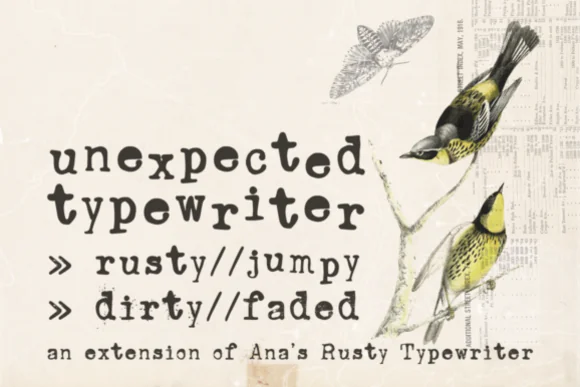 Unexpected Typewriter Font | Hand-Drawn Vintage Serif Typewriter Family with Jumpy, Dirty & Faded Styles for Grunge Posters, Book Covers & Retro Designs