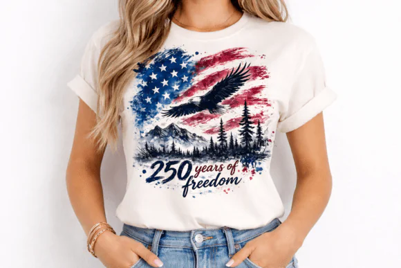 USA 250 Freedom Eagle PNG Design | 250 Years of Freedom Patriotic T-Shirt Graphic | American Eagle & Flag Independence Day Sublimation PNG | 4th of July DTF Transfer Design | USA 250th Anniversary Dig
