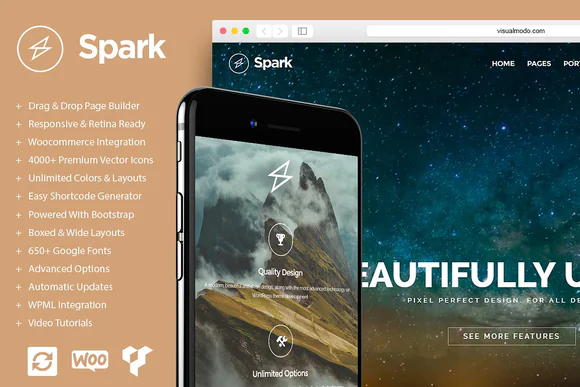 Spark Drag & Drop WordPress Theme – Premium Responsive Website Builder for Business, Portfolio, Agency & WooCommerce Sites with No-Code Customization & Modern Layouts