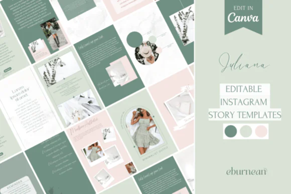 25 Sage Green Instagram Story Templates for Canva – Minimal Aesthetic Social Media Branding Kit, Editable Beauty Fashion Lifestyle Coach & Small Business Instagram Templates, Light Green Canva Content