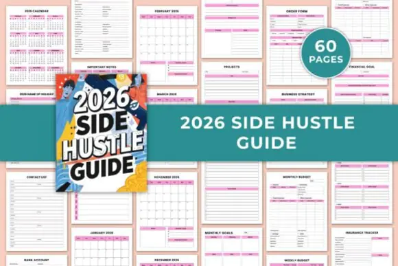 2026 Side Hustle Guide Canva Template – Editable Small Business Planner, Printable KDP Business Workbook, Income Tracker, Goal Planner, Budget Organizer & Entrepreneur Planning Journal