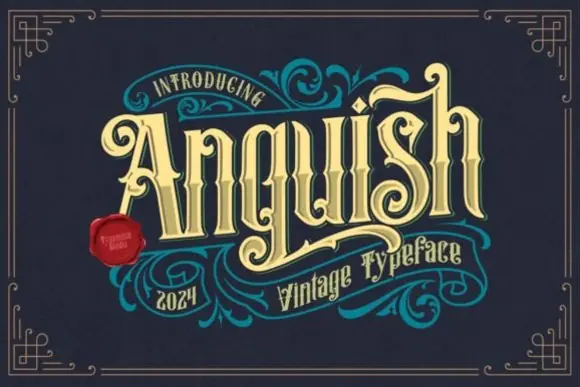 Anguish Font | Vintage Blackletter Typeface for Tattoo Designs, Logos, Flyers, Posters, Book Covers, Album Art & Gothic Branding