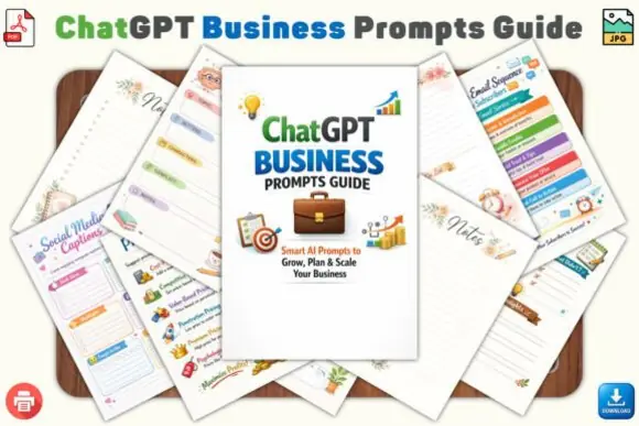 ChatGPT Business Prompts Guide – 30-Page AI Business Workbook for Entrepreneurs, Startups, Freelancers & Small Business Owners | Printable KDP Interior PDF + JPG Digital Download