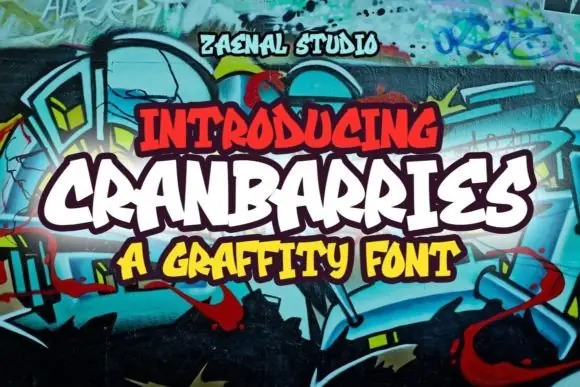 Cranbarries Font | Funny Graffiti Display Typeface with Alternates for Logos, Branding, Cartoons, Vintage Designs & Urban Creative Projects