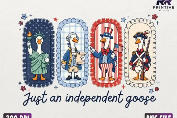 Independent Goose 4th of July PNG Bundle – Funny Patriotic Goose Sublimation Design, USA Independence Day Digital Download, Red White Blue American Graphic for T-Shirts, Mugs, Stickers & POD Crafts