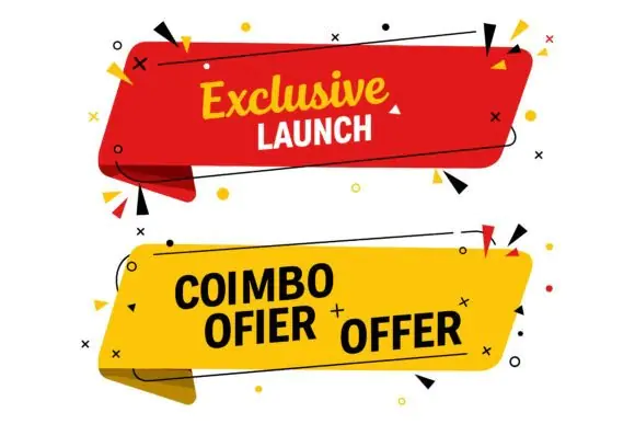 Red Exclusive Launch Banner Yellow Combo Offer Design | Bold Modern Sale Promotion Graphic with EPS & JPG Files for Product Launches, Special Deals, Retail Ads, Business Marketing, Social Media & Webs
