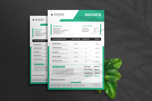 Corporate Business Invoice Template – Clean A4 Invoice Design, Editable Adobe Illustrator AI & EPS Billing Template, 4 Color Variations, Print-Ready Business Invoice Form