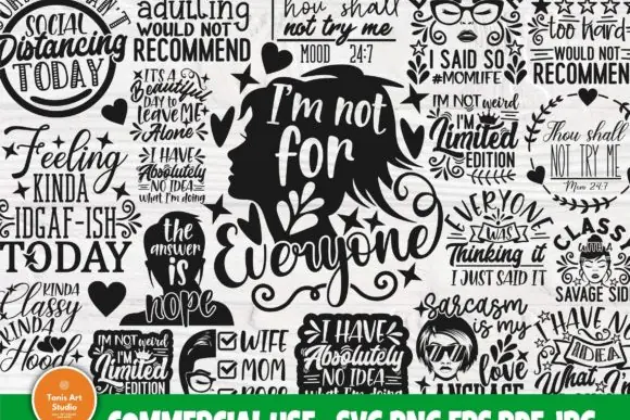 Sarcastic SVG Bundle, Funny Quote SVG Pack, Sassy Cricut Designs, Sarcasm PNG Bundle, Retro Funny Shirt SVG, Mom Life SVG Bundle, Savage Quotes Cut Files for Cricut & Silhouette