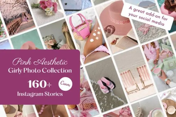 160+ Pink Aesthetic Girly Instagram Story Photo Collection – Feminine Social Media Visual Bundle with PLR & MRR Rights, Editable Branding Photos for Influencers, Pinterest, Digital Shops, Content Crea