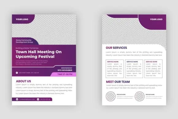 Editable Town Hall Meeting Flyer Templates Bundle | City Hall Community Event Flyer Design | Vector EPS Civic Meeting Poster Template for Public Forums, Local Government Events & Community Announcemen