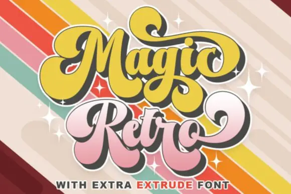 Magic Retro Font | Playful Nostalgic Display Typeface for Logos, Posters, T-Shirts, Stickers, Branding, Cricut Crafts & Vintage Designs