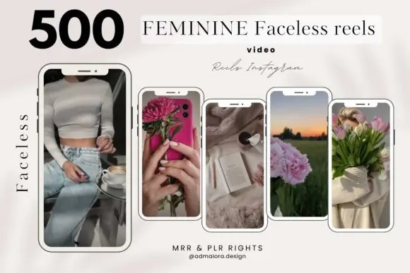 500+ Feminine Faceless Instagram Reels Bundle | Aesthetic Canva Video Templates | PLR & MRR Digital Marketing Content Pack | Faceless Social Media Videos for Small Business & Affiliate Marketing