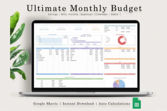 Google Sheets Budget Template – Ultimate Monthly & Annual Budget Spreadsheet, Personal Finance Tracker, Income Expense Planner, Transaction Organizer, Charts Dashboard & Money Management Tool
