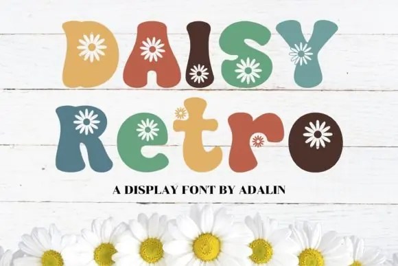 Daisy Retro Font | Fun Playful Retro Typeface for Book Covers, Posters, Packaging, Merchandise, Logos, T-Shirts & Cheerful Vintage Designs