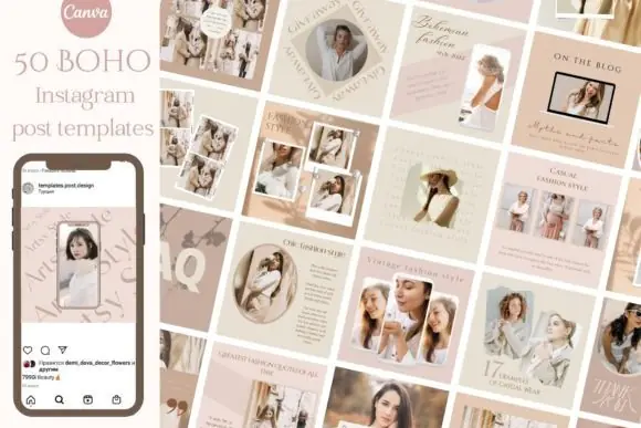 50 Neutral Instagram Post Templates | Editable Canva Social Media Templates for Small Businesses, Bloggers, Coaches, Brands, Creators & Instagram Marketing