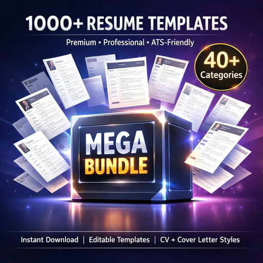 1000+ Premium Professional Resume Templates Bundle | 40+ Categories Mega Pack | ATS-Friendly CV & Cover Letter | Instant Download